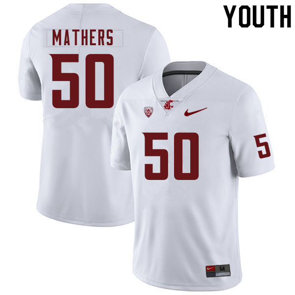 Youth #50 Cooper Mathers Washington Cougars College Football Jerseys Sale-White - Click Image to Close